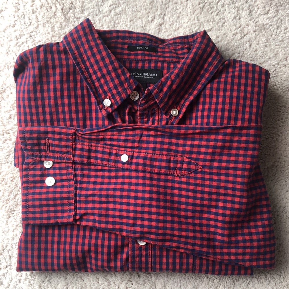 EUC Men’s Lucky Brand Slim Fit Collared Shirt Large